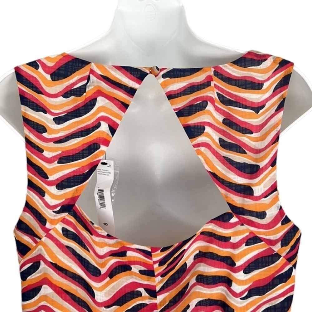 DKNY NWT Wave Print Cowl Neck Pleated Dress Size 10 - Picture 3 of 9